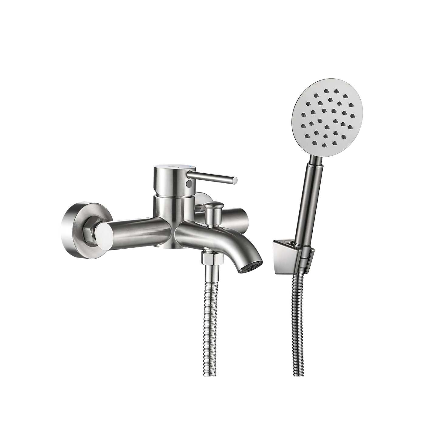 Bateria Wannowa Ścienna z zestawem natryskowym Srebrna NOIA BNK_211D