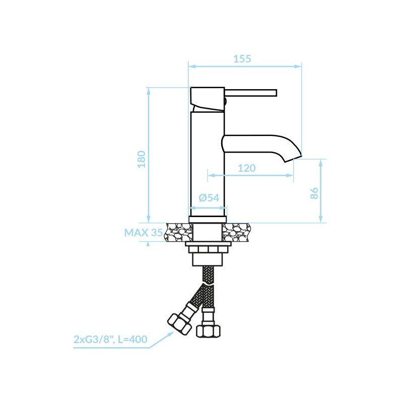 Bateria Umywalkowa Stojąca bez korka Czarna NOIA Kuchinox BNK_720D