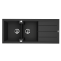 Zlewozmywak Granitowy Dwukomorowy Canaria Syfon 50x116cm Czarny Laveo SPC_721T