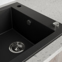 Zlew Zlewozmywak Granitowy  Czarny z Półociekaczem Pionier