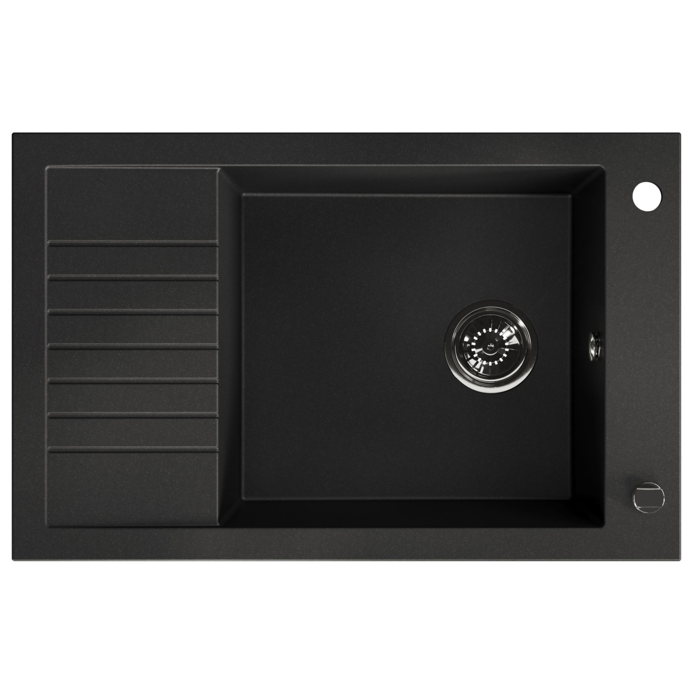 Zlew Zlewozmywak Granitowy  Czarny z Półociekaczem Pionier