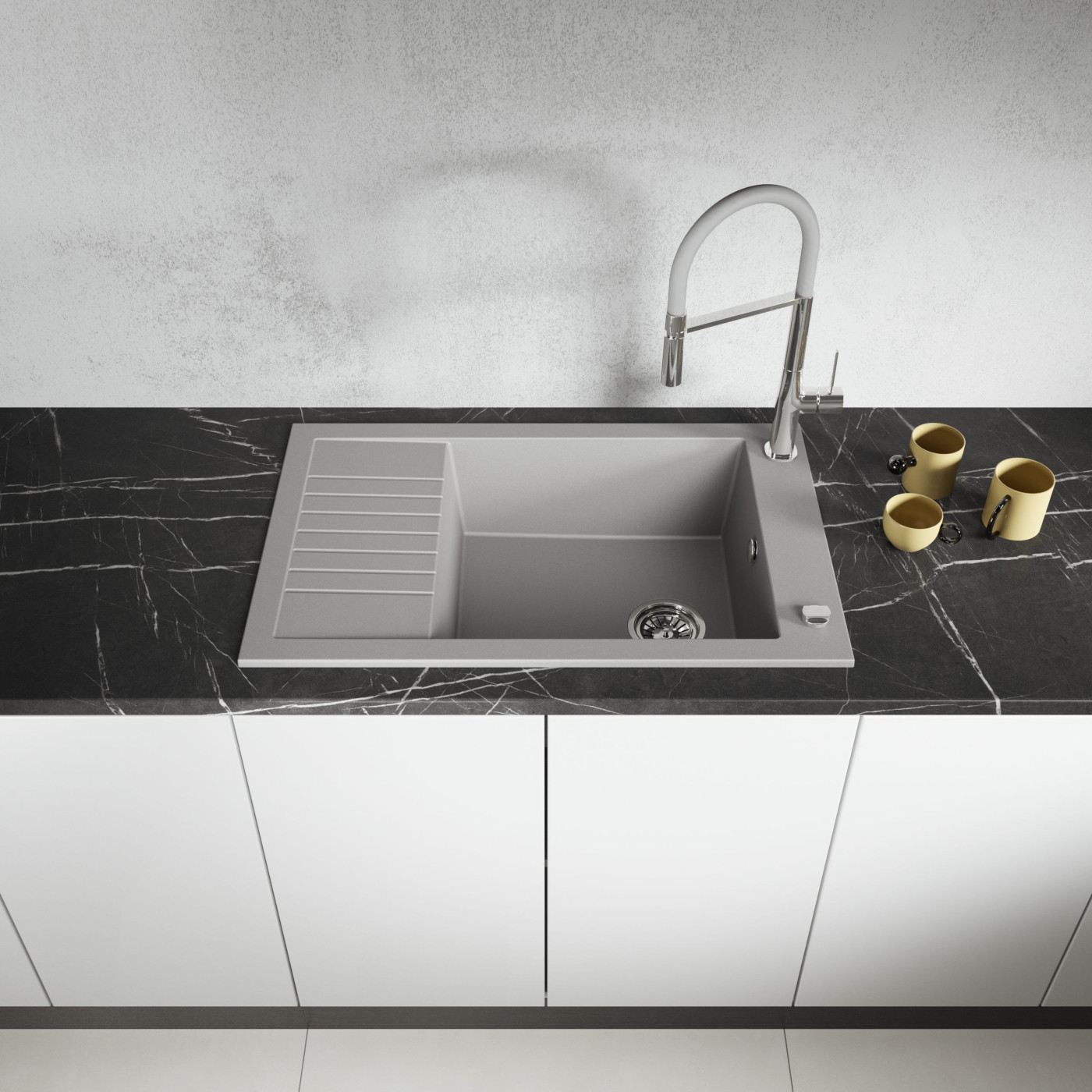 Zlew Zlewozmywak Granitowy szary z Półociekaczem Pionier Zlew Zlewozmywak Granitowy szary z Półociekaczem Pionier