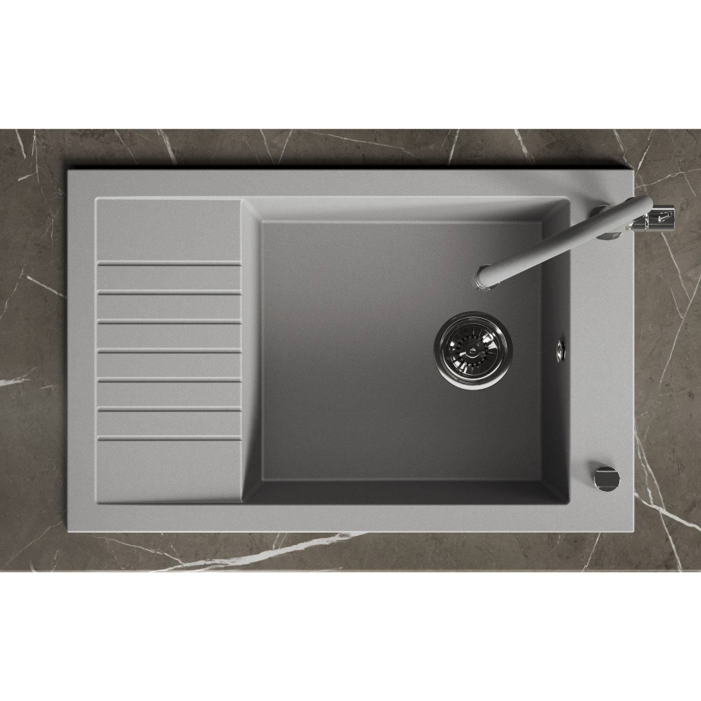 Zlew Zlewozmywak Granitowy szary z Półociekaczem Pionier Zlew Zlewozmywak Granitowy szary z Półociekaczem Pionier