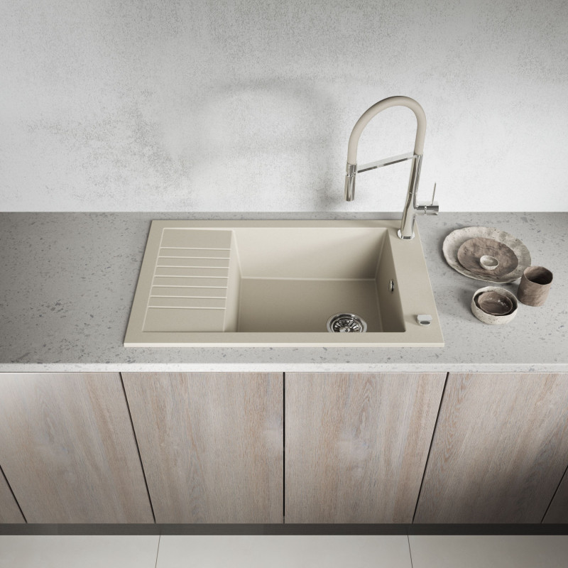 Zlew Zlewozmywak Granitowy beżowy z Półociekaczem Pionier Zlew Zlewozmywak Granitowy beżowy z Półociekaczem Pionier