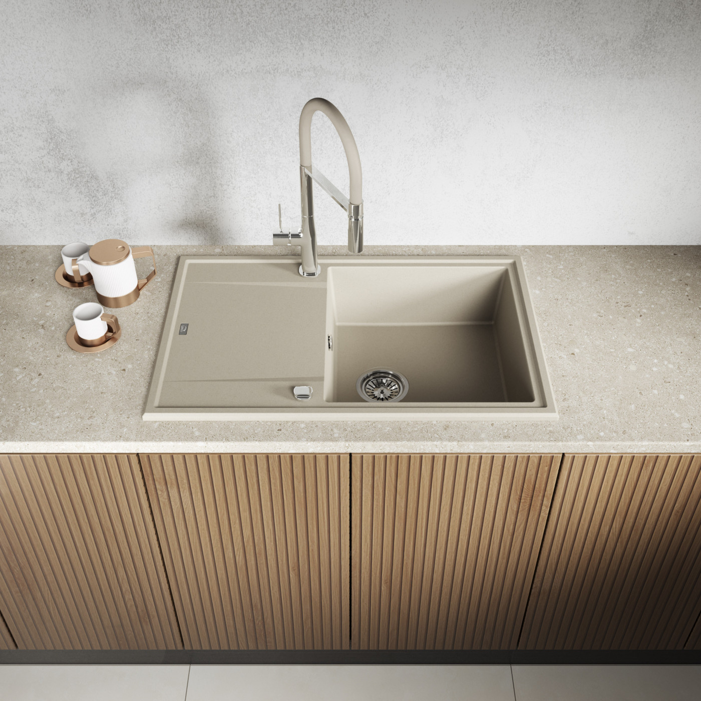 Zlew Zlewozmywak Granitowy Beżowy Megalo Zlew Zlewozmywak Granitowy Beżowy Megalo