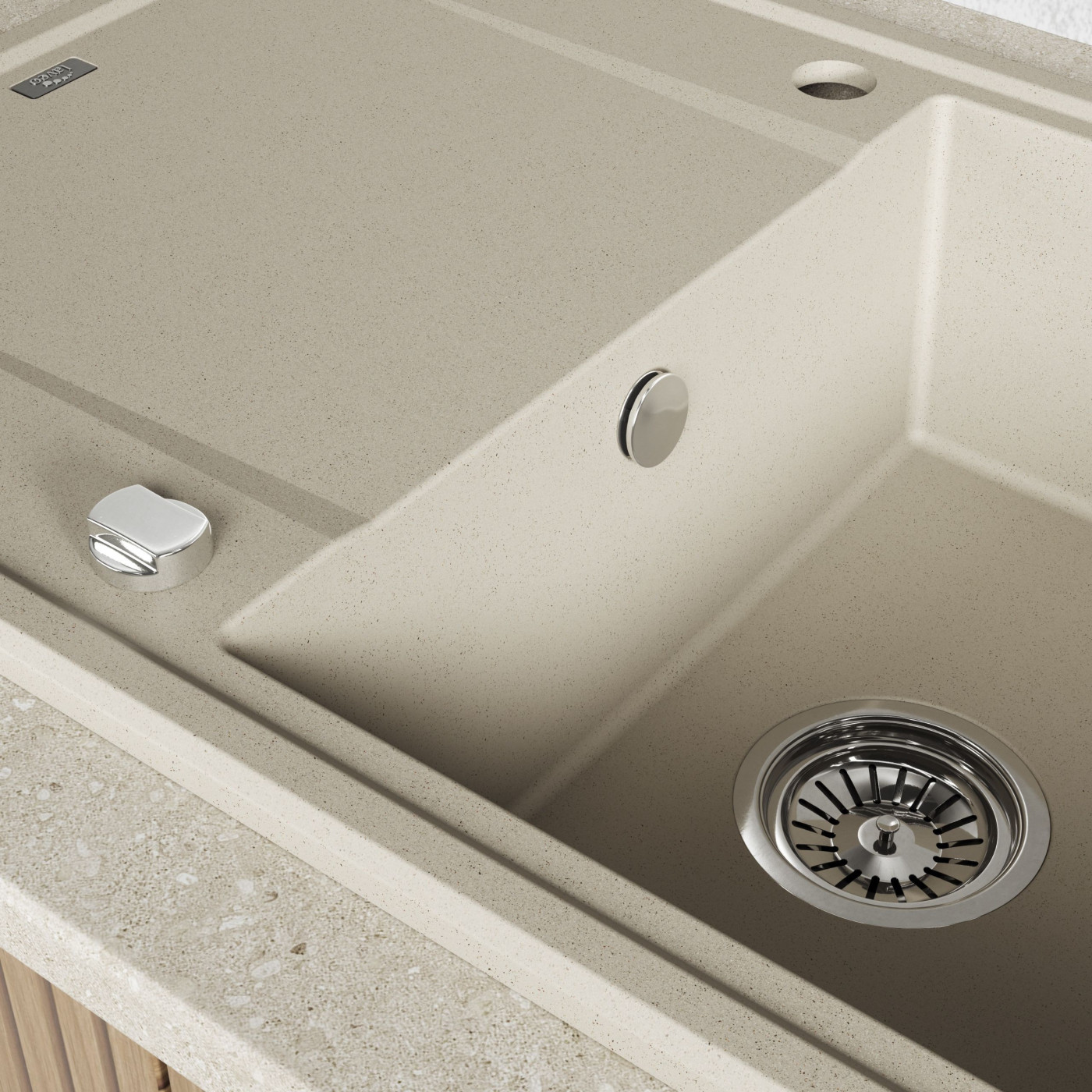 Zlew Zlewozmywak Granitowy Beżowy Megalo Zlew Zlewozmywak Granitowy Beżowy Megalo