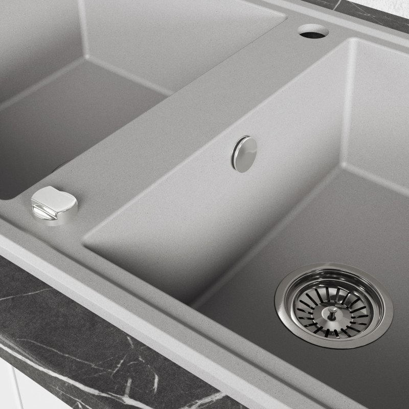 Zlew Zlewozmywak Granitowy Szary 2 Komorowy MEGALO