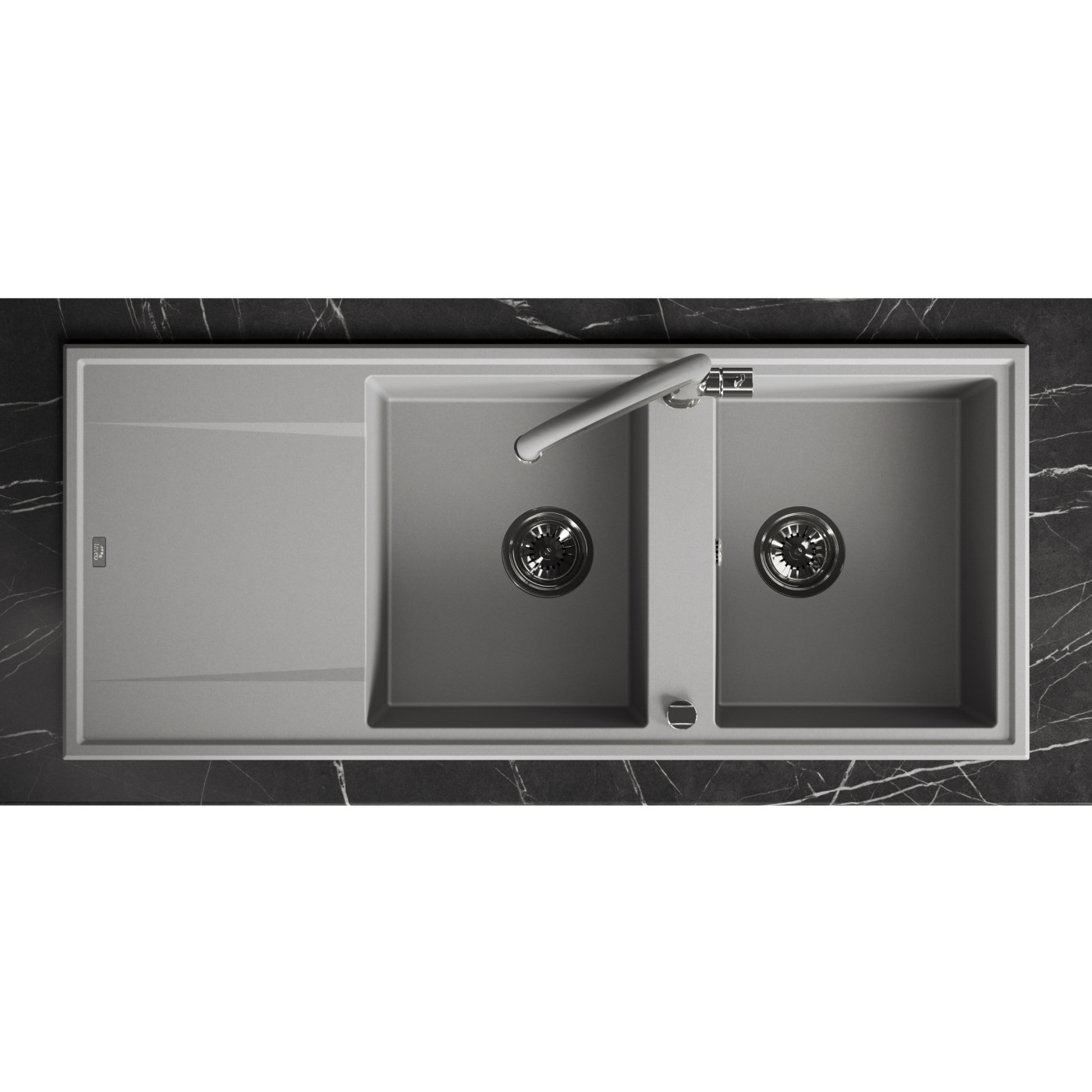 Zlew Zlewozmywak Granitowy Szary 2 Komorowy MEGALO