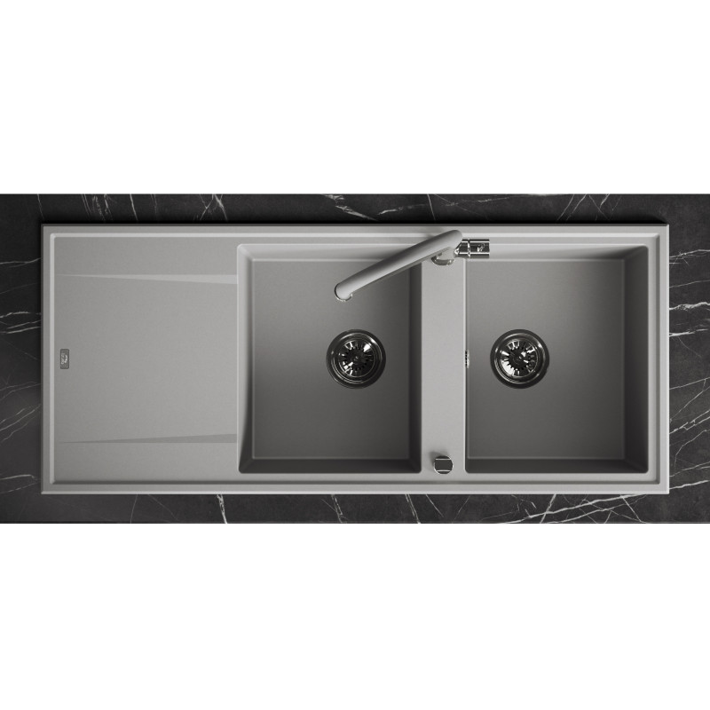 Zlew Zlewozmywak Granitowy Szary 2 Komorowy MEGALO