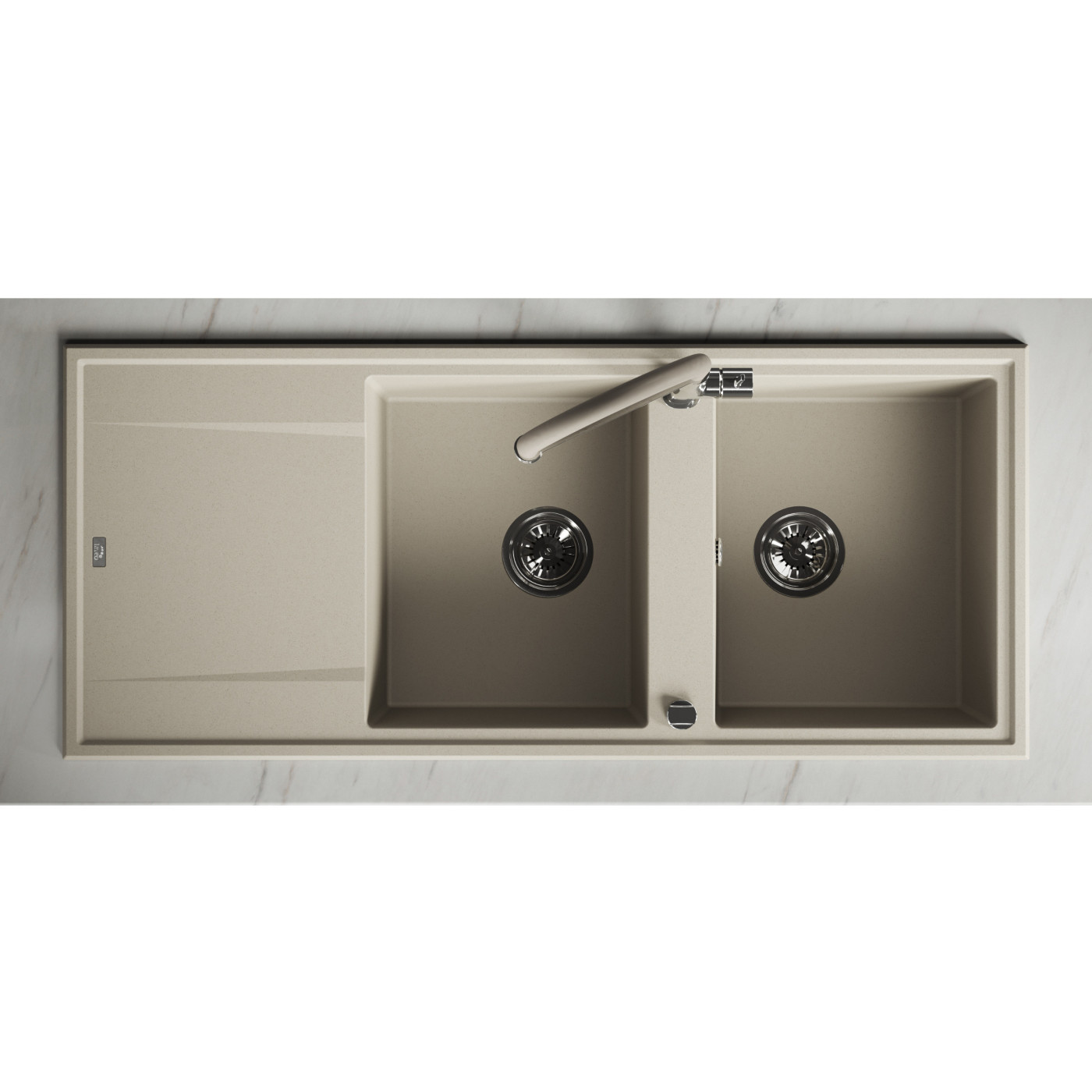 Zlew Zlewozmywak Granitowy Beżowy 2 Komorowy Megalo