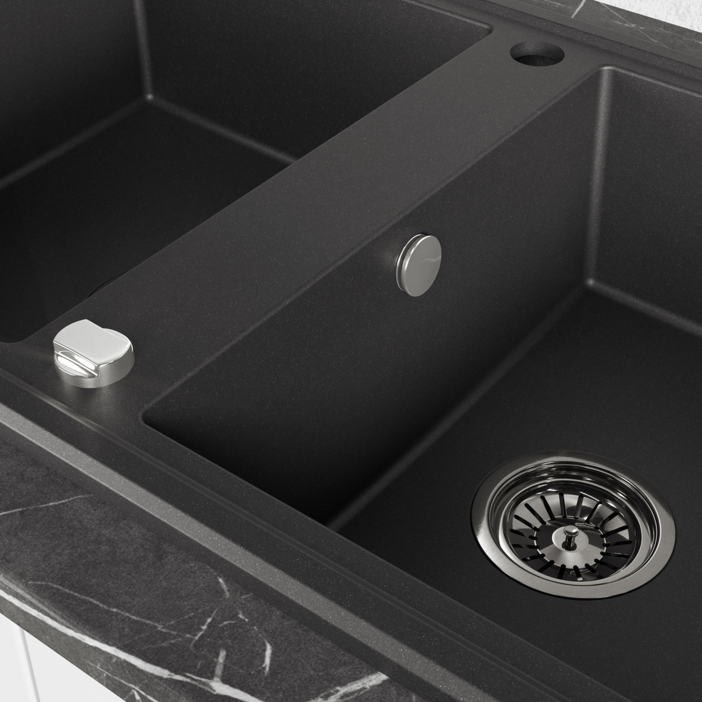 Zlew Zlewozmywak Granitowy Czarny 2 Komorowy Megalo