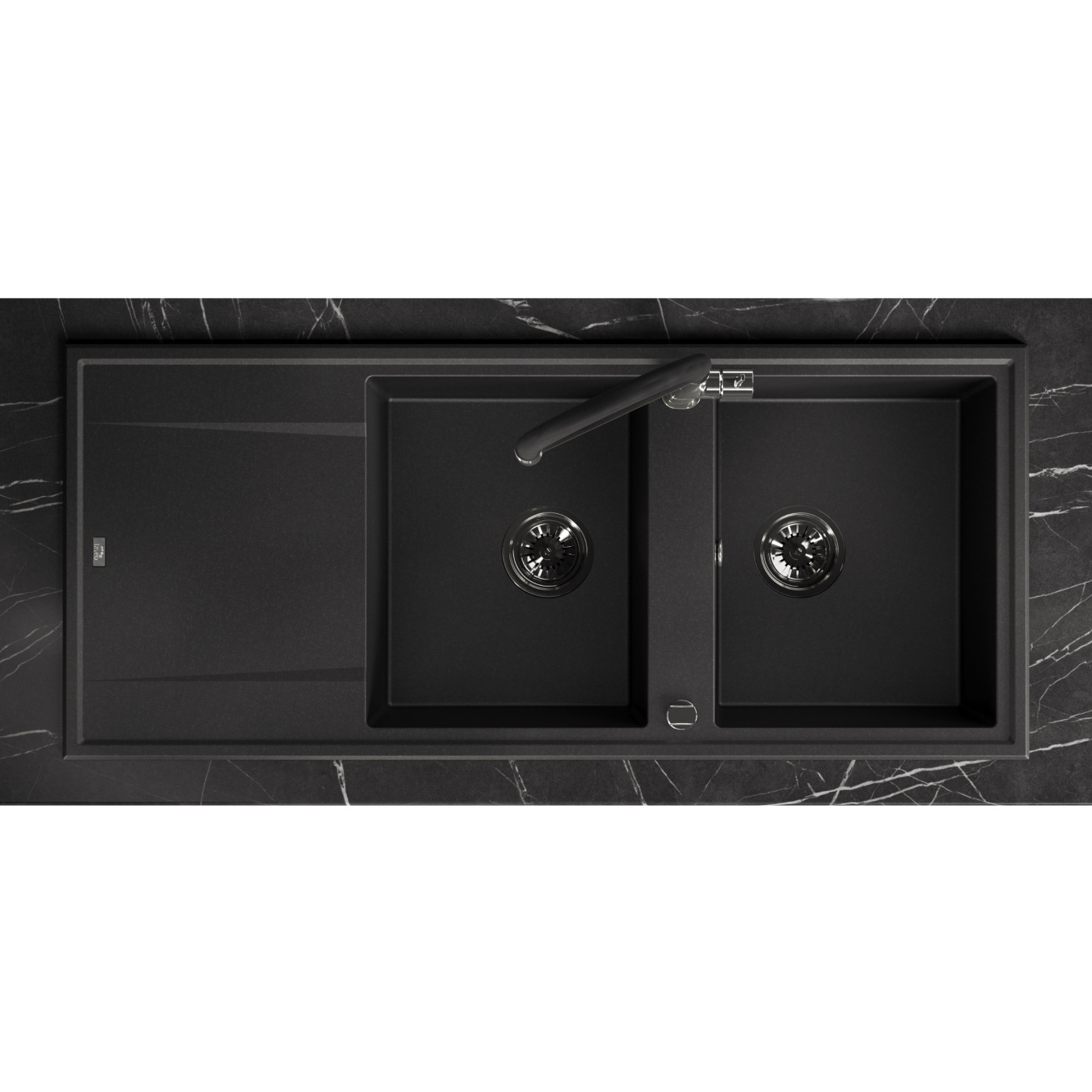 Zlew Zlewozmywak Granitowy Czarny 2 Komorowy Megalo