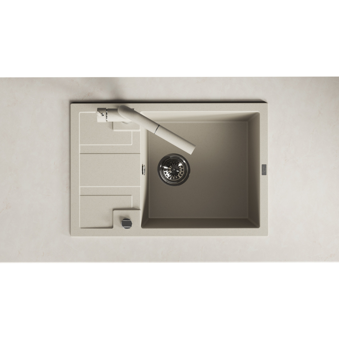 Zlew Zlewozmywak Jednokomorowy Beżowy z Półociekaczem Barbados Zlew Zlewozmywak Jednokomorowy Beżowy z Półociekaczem Barbados