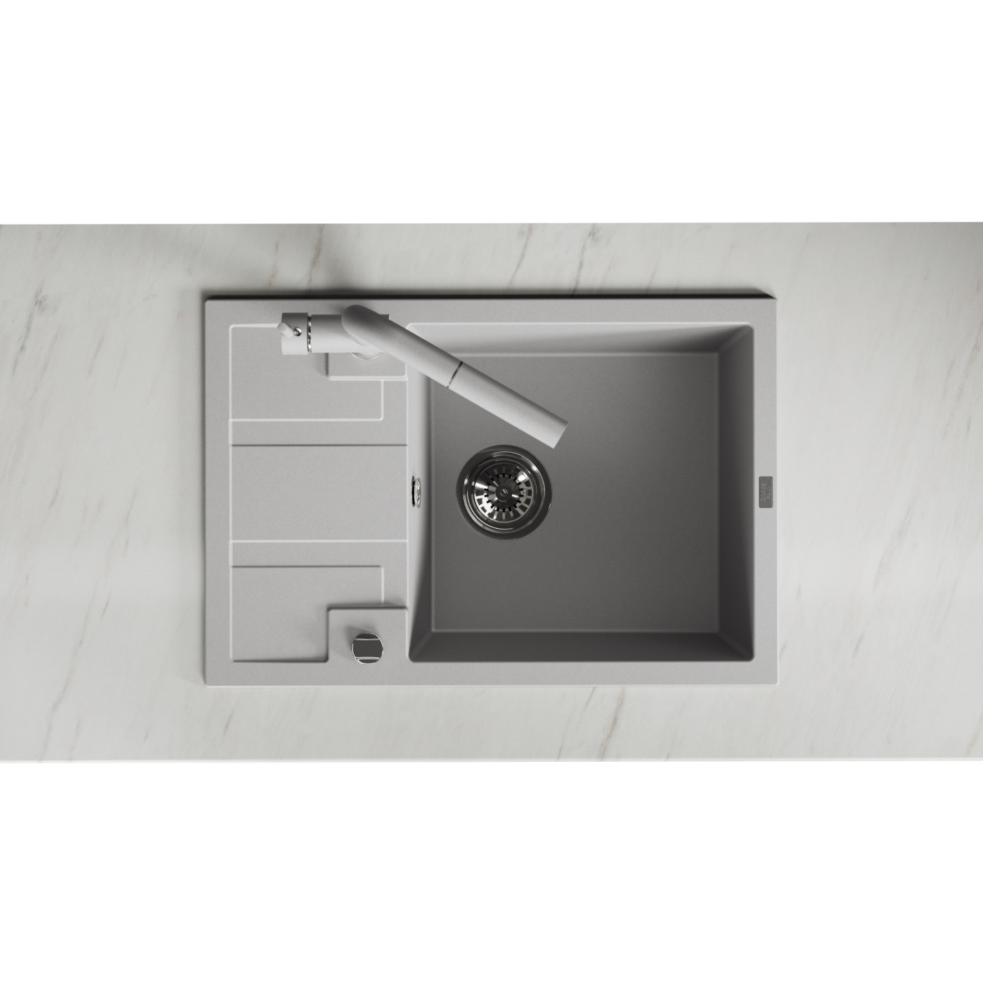 Zlew Zlewozmywak Jednokomorowy Szary z Półociekaczem Barbados Zlew Zlewozmywak Jednokomorowy Szary z Półociekaczem Barbados