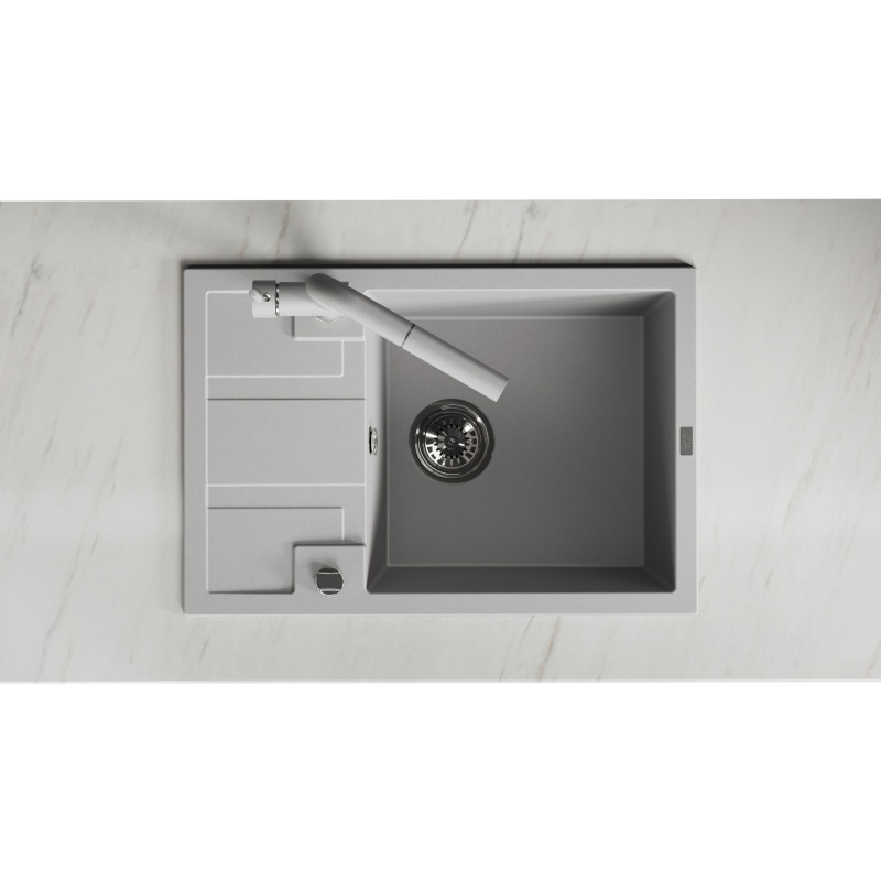 Zlew Zlewozmywak Jednokomorowy Szary z Półociekaczem Barbados Zlew Zlewozmywak Jednokomorowy Szary z Półociekaczem Barbados