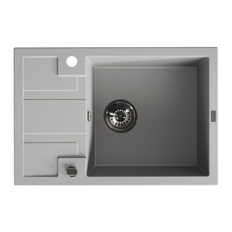 Zlew Zlewozmywak Jednokomorowy Szary z Półociekaczem Barbados Zlew Zlewozmywak Jednokomorowy Szary z Półociekaczem Barbados