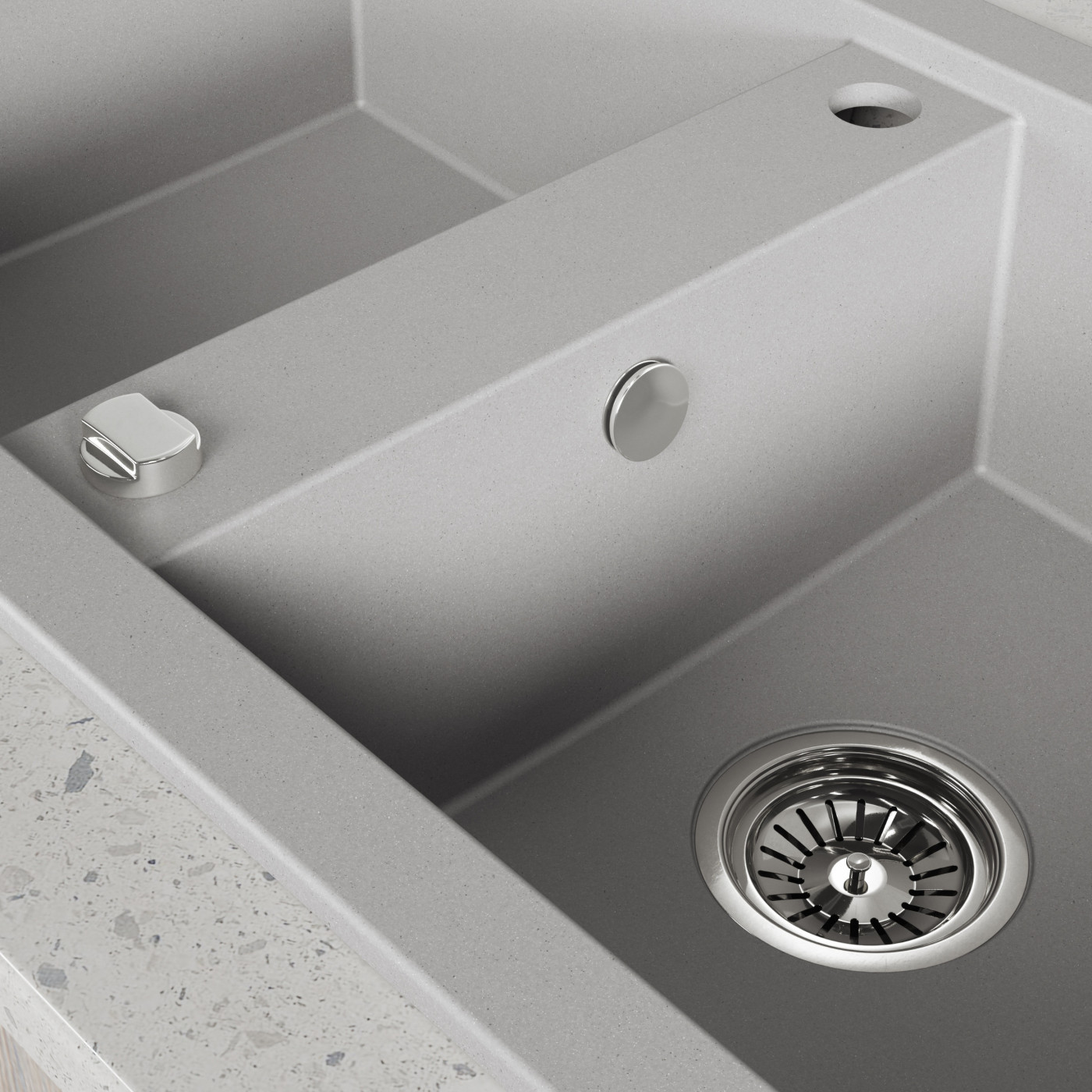 Zlew Zlewozmywak Granitowy Szary 2 Komorowy Barbados