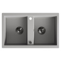 Zlew Zlewozmywak Granitowy Szary 2 Komorowy Barbados