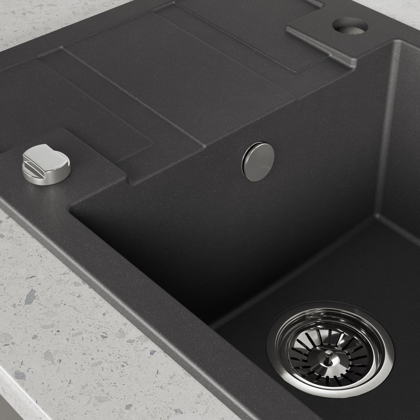 Zlew Zlewozmywak Jednokomorowy Czarny z Półociekaczem Barbados Zlew Zlewozmywak Jednokomorowy Czarny z Półociekaczem Barbados