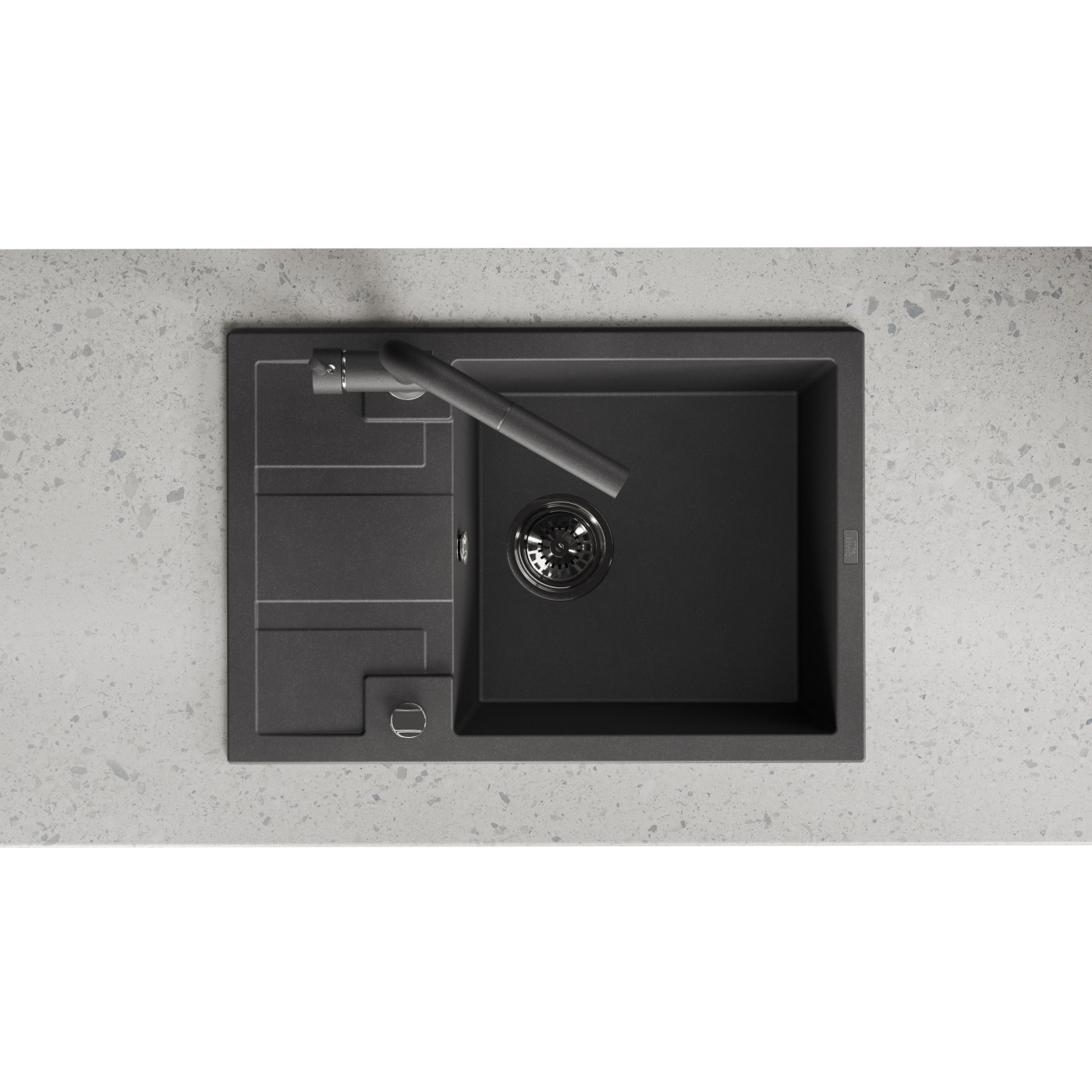 Zlew Zlewozmywak Jednokomorowy Czarny z Półociekaczem Barbados Zlew Zlewozmywak Jednokomorowy Czarny z Półociekaczem Barbados