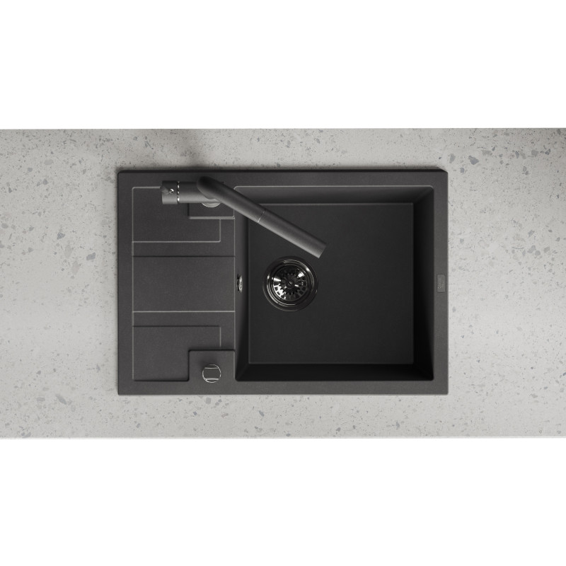 Zlew Zlewozmywak Jednokomorowy Czarny z Półociekaczem Barbados Zlew Zlewozmywak Jednokomorowy Czarny z Półociekaczem Barbados