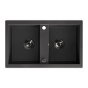 Zlew Zlewozmywak Granitowy Czarny 2 Komorowy
