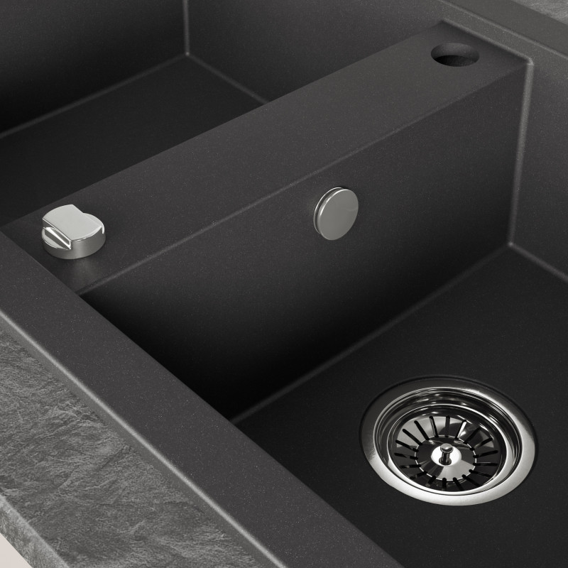 Zlew Zlewozmywak Granitowy Czarny 2 Komorowy