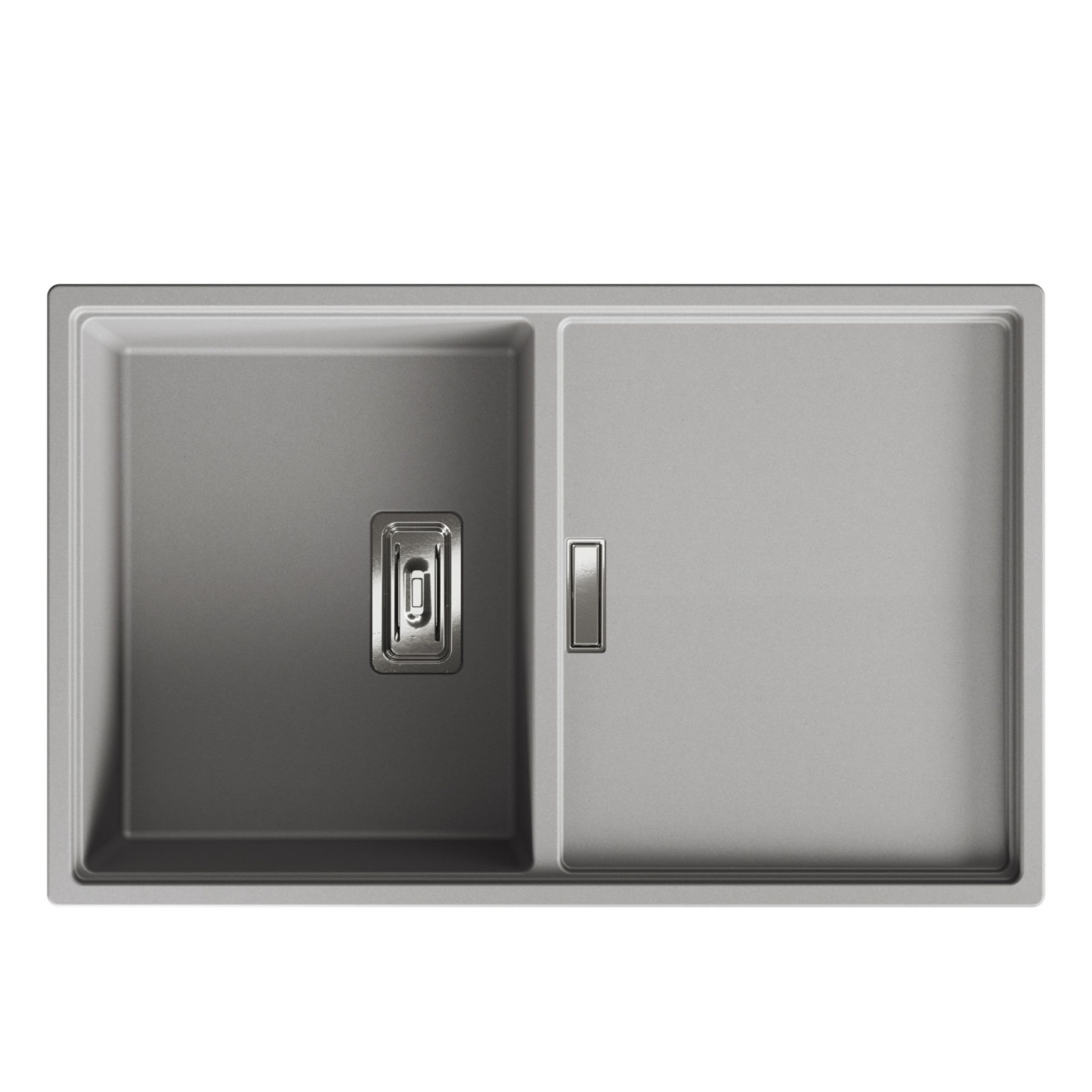 Zlewozmywak Granitowy 1 komorowy z ociekaczem 50x80cm z syfonem Szary TONGA Laveo Zlewozmywak Granitowy 1 komorowy z ociekaczem 50x80cm z syfonem Szary TONGA Laveo