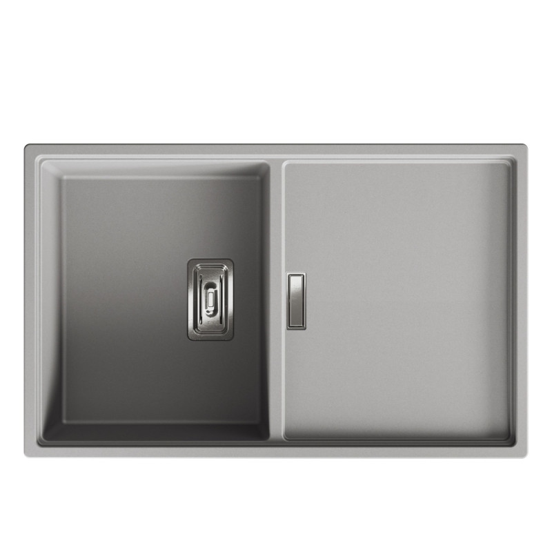 Zlewozmywak Granitowy 1 komorowy z ociekaczem 50x80cm z syfonem Szary TONGA Laveo Zlewozmywak Granitowy 1 komorowy z ociekaczem 50x80cm z syfonem Szary TONGA Laveo