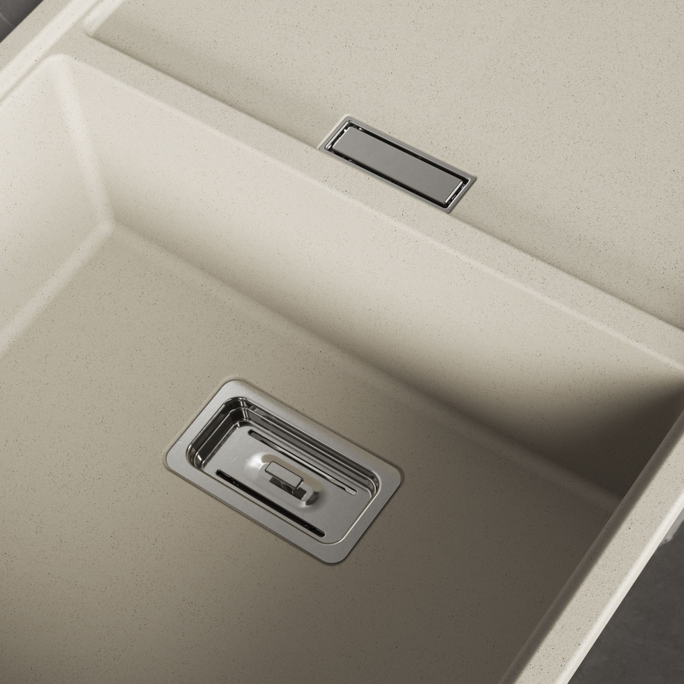 Zlewozmywak Granitowy 1 komorowy z ociekaczem 50x80cm z syfonem Beżowy TONGA Laveo Zlewozmywak Granitowy 1 komorowy z ociekaczem 50x80cm z syfonem Beżowy TONGA Laveo