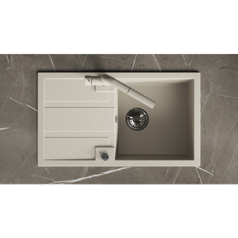 Zlew Zlewozmywak Jednokomorowy Beżowy z Ociekaczem BARBADOS