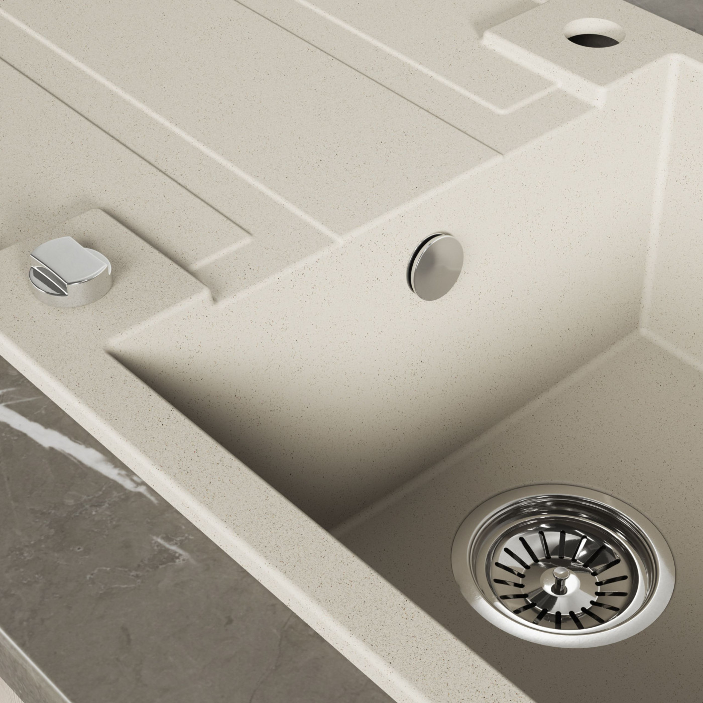 Zlew Zlewozmywak Jednokomorowy Beżowy z Ociekaczem BARBADOS