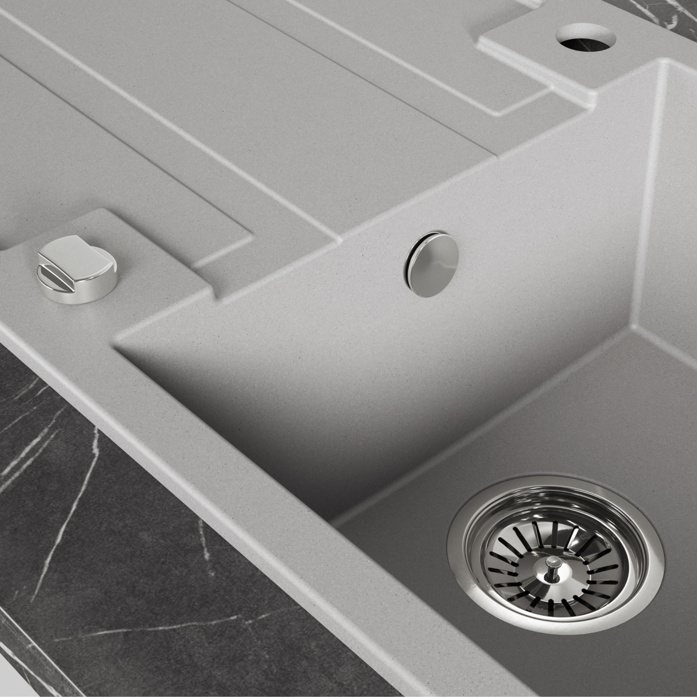 Zlew Zlewozmywak Jednokomorowy Szary z Ociekaczem