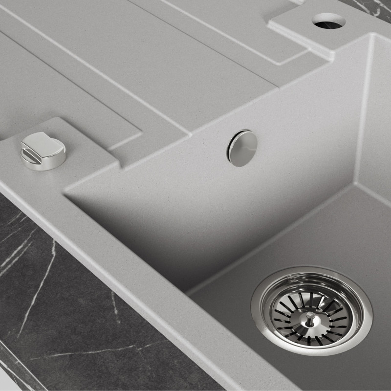 Zlew Zlewozmywak Jednokomorowy Szary z Ociekaczem