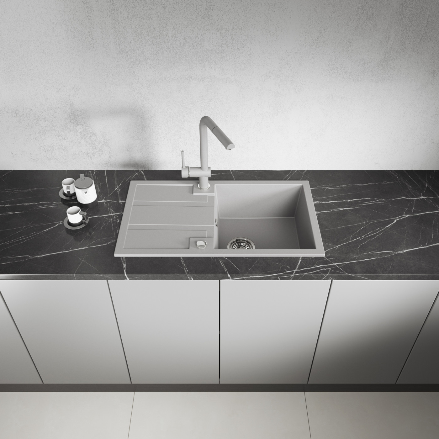 Zlew Zlewozmywak Jednokomorowy Szary z Ociekaczem