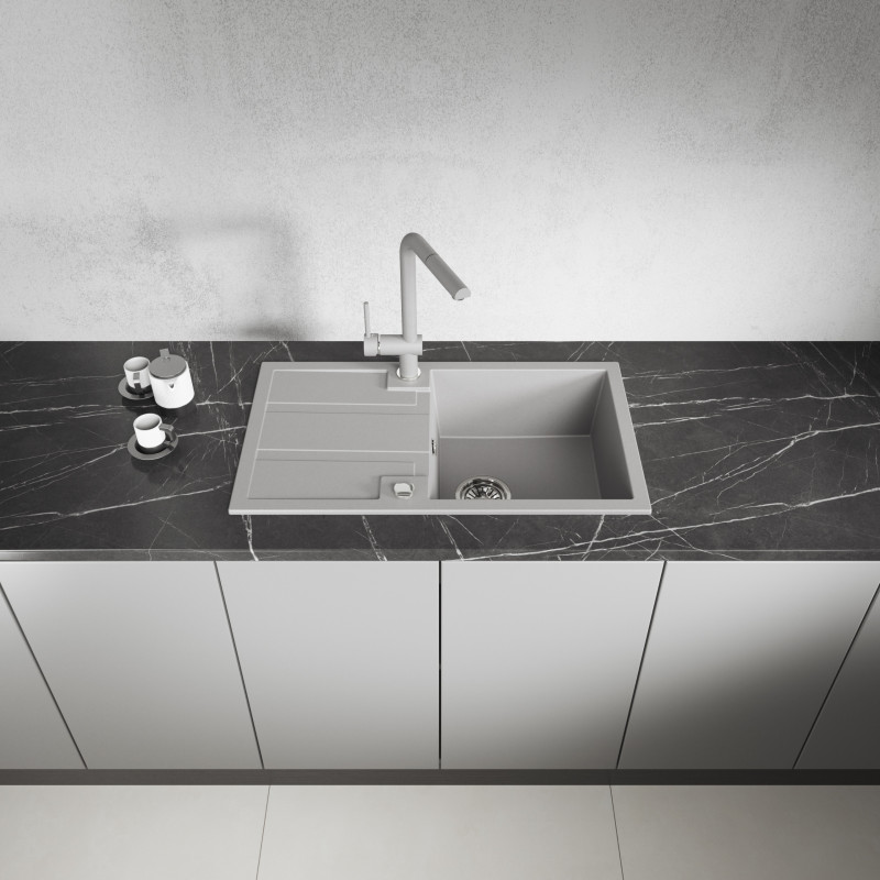 Zlew Zlewozmywak Jednokomorowy Szary z Ociekaczem