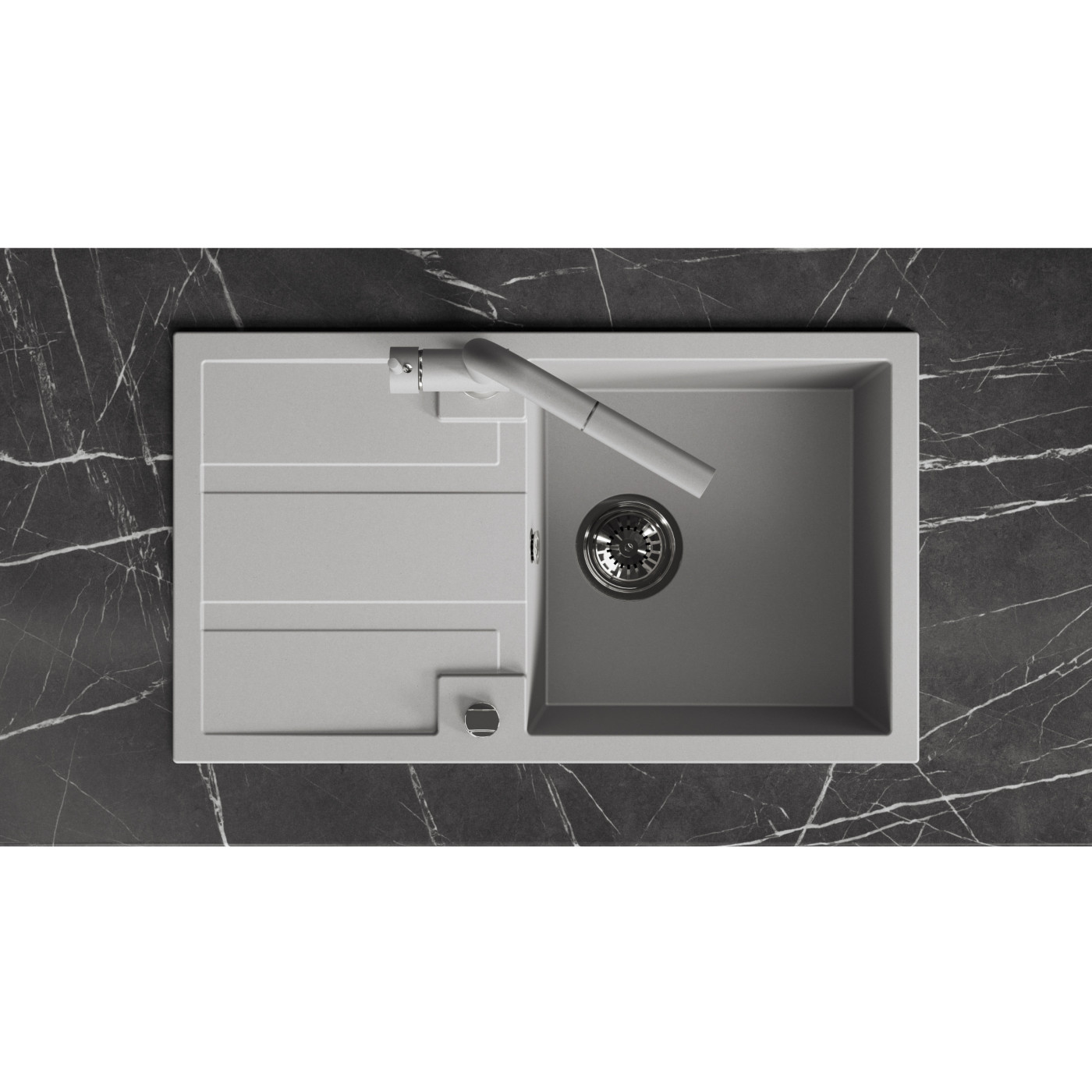 Zlew Zlewozmywak Jednokomorowy Szary z Ociekaczem