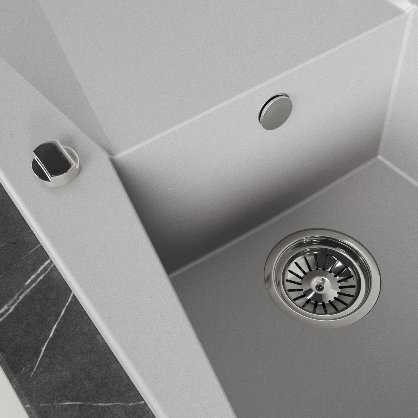 Zlew Zlewozmywak Jednokomorowy z Ociekaczem Granitowy Szary GRENADA