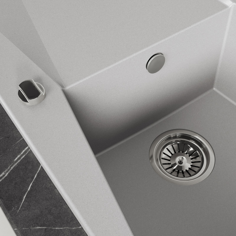 Zlew Zlewozmywak Jednokomorowy z Ociekaczem Granitowy Szary GRENADA