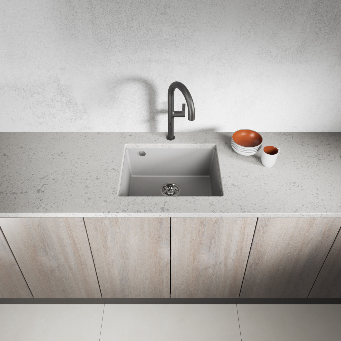 Zlew Zlewozmywak Granitowy Szary Podwieszany IBIZA Zlew Zlewozmywak Granitowy Szary Podwieszany IBIZA