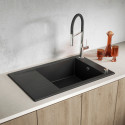 Zlew Zlewozmywak Granitowy  Czarny z Półociekaczem Pionier