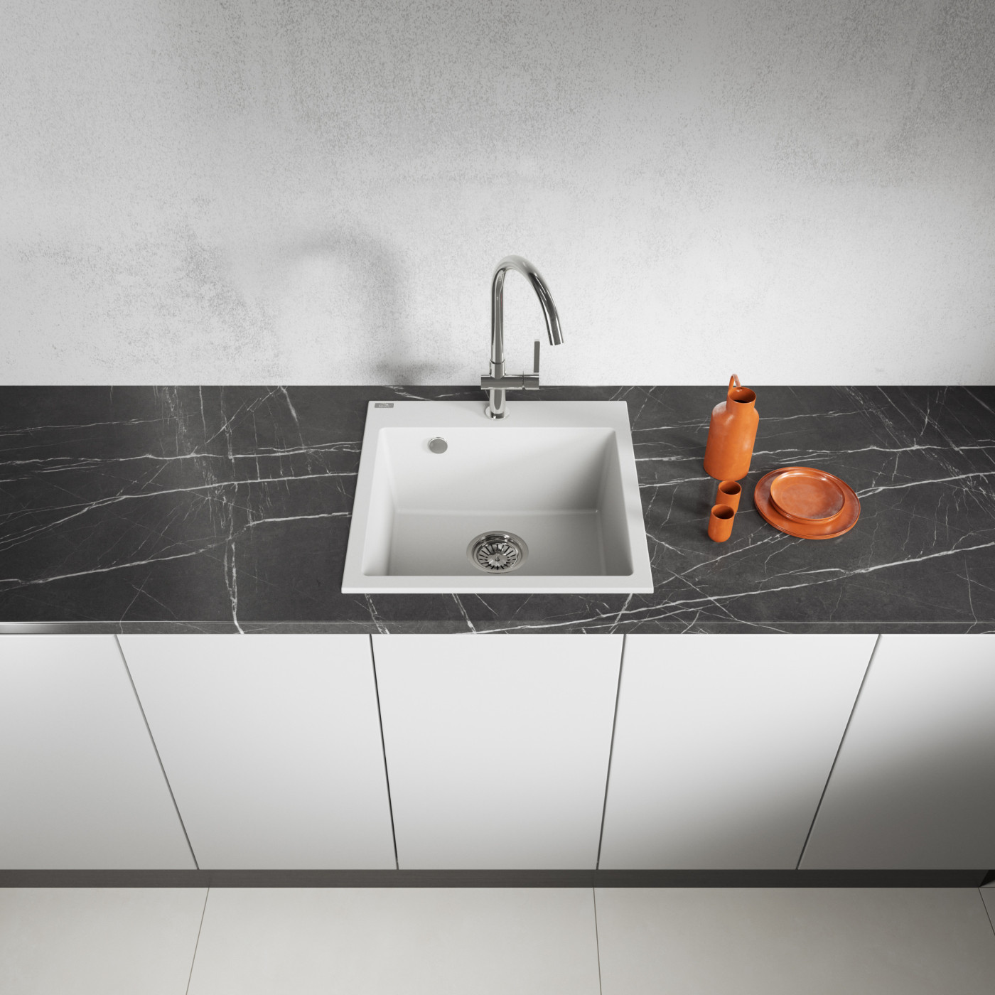 Zlew Zlewozmywak Jednokomorowy Alena Biały Zlew Zlewozmywak Jednokomorowy Alena Biały