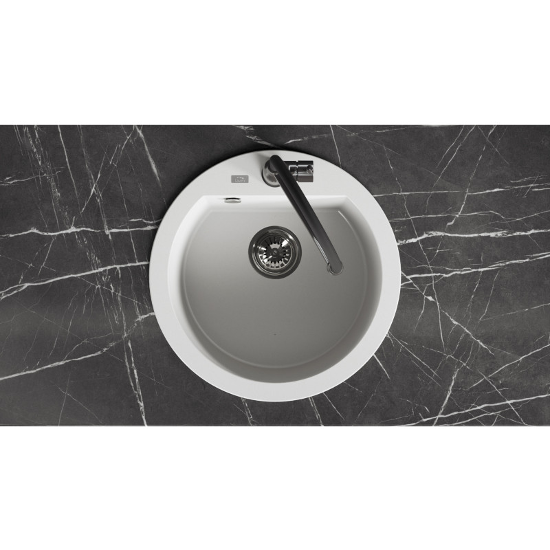 Zlew Zlewozmywak Granitowy Biały Okrągły Dafne Zlew Zlewozmywak Granitowy Biały Okrągły Dafne