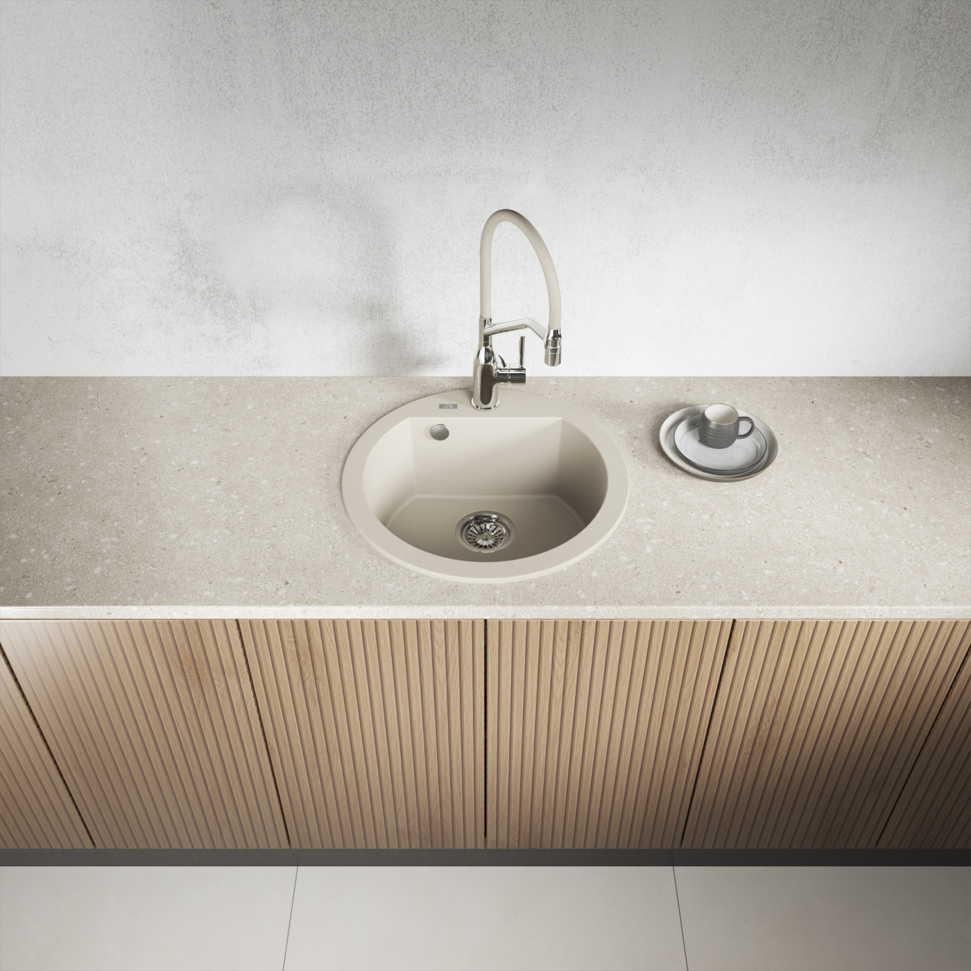 Zlew Zlewozmywak Granitowy Beżowy Okrągły Dafne Zlew Zlewozmywak Granitowy Beżowy Okrągły Dafne