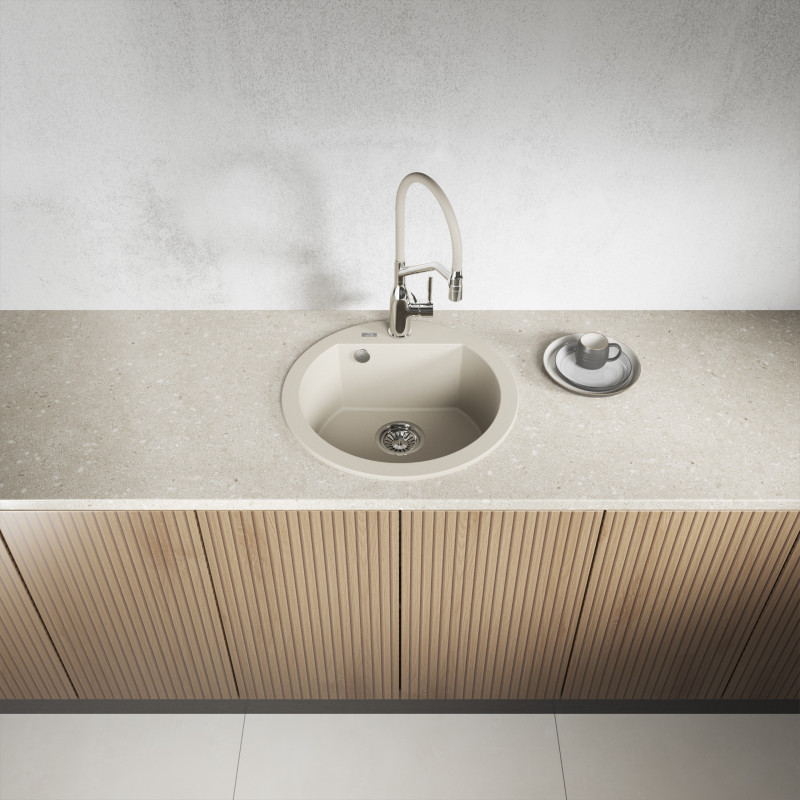 Zlew Zlewozmywak Granitowy Beżowy Okrągły Dafne Zlew Zlewozmywak Granitowy Beżowy Okrągły Dafne