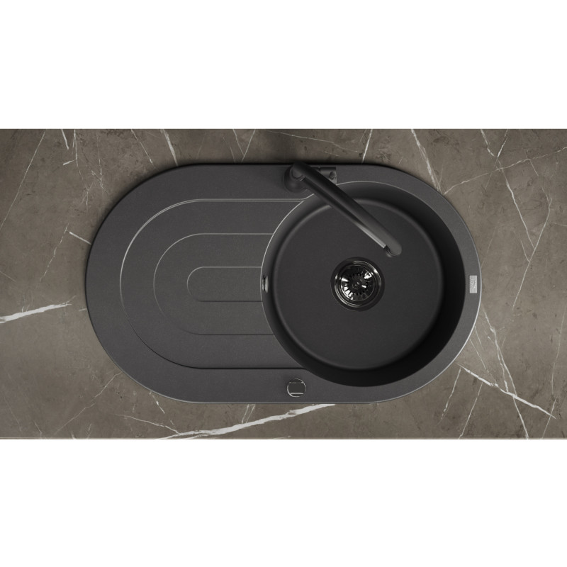 Zlew Zlewozmywak Granitowy Czarny z Ociekaczem DAFNE Zlew Zlewozmywak Granitowy Czarny z Ociekaczem DAFNE