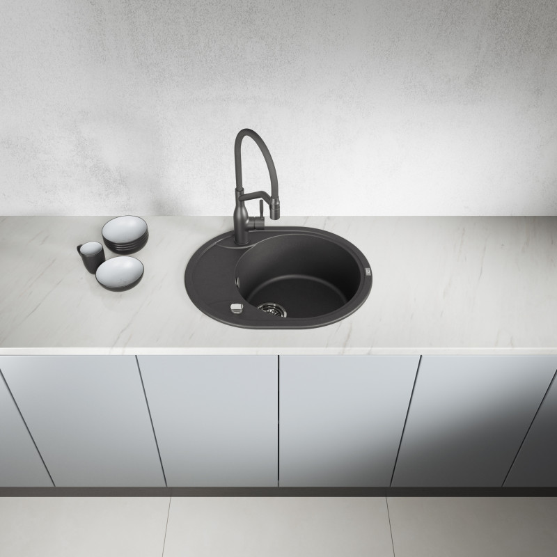 Zlew Zlewozmywak Granitowy Czarny DAFNE