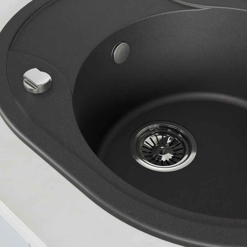 Zlew Zlewozmywak Granitowy Czarny DAFNE