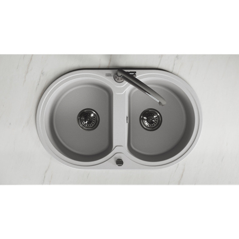 Zlew Zlewozmywak Granitowy Szary 2 Komorowy DAFNE