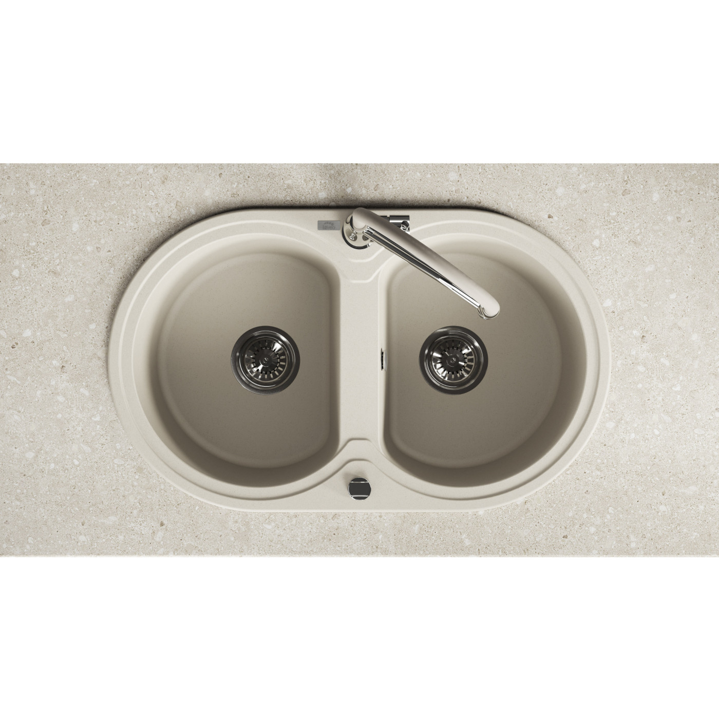 Zlew Zlewozmywak Granitowy Beżowy 2 Komorowy DAFNE